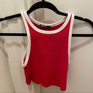 Zara Red & White Crop Top